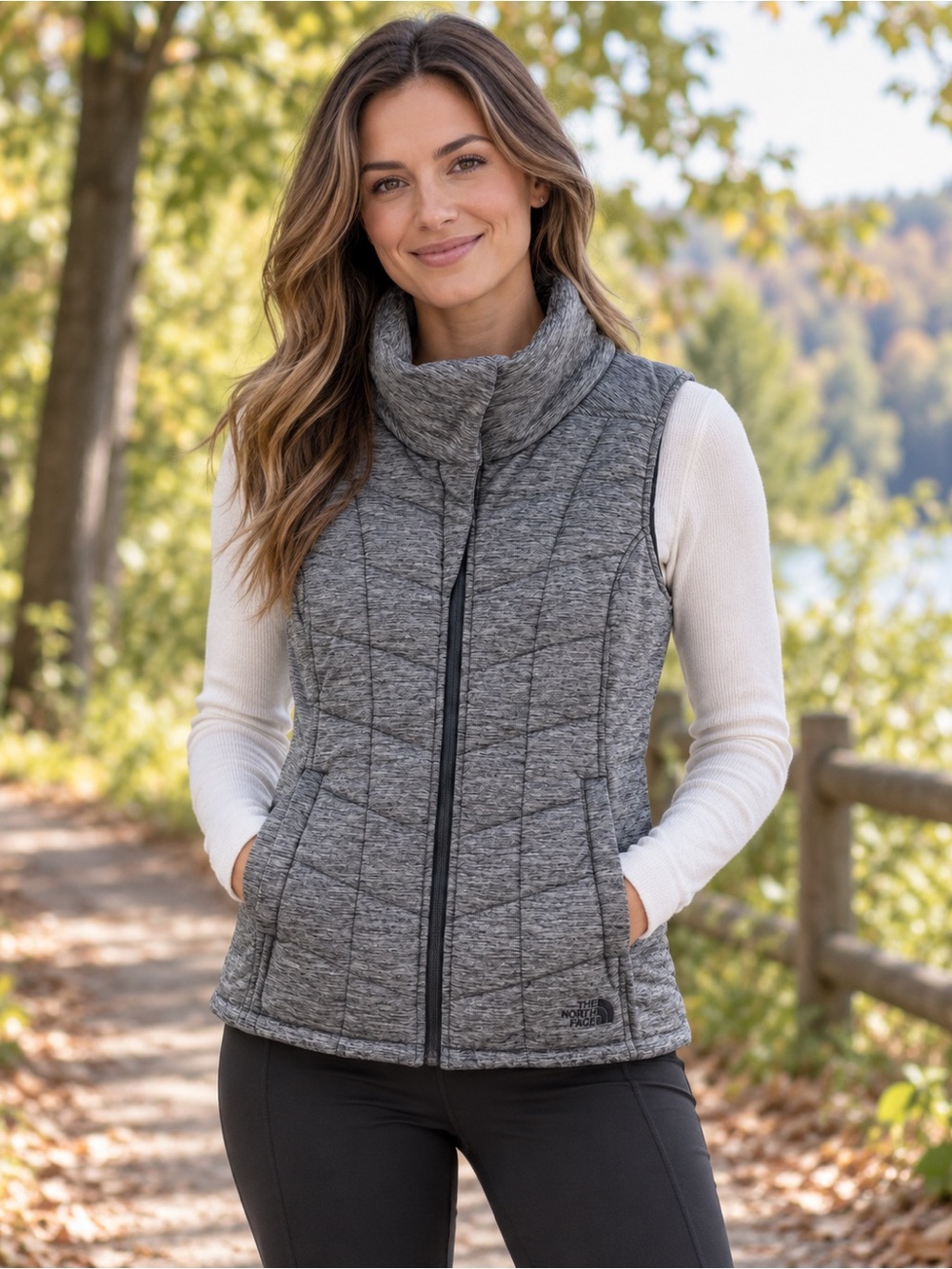 The North Face Women's Gray Quilted Down-Blend Vest Medium EUC!!